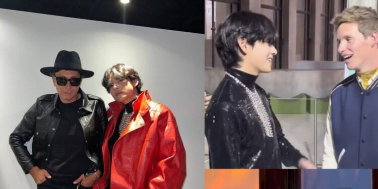 방탄소년단 뷔, 셀린느 패션쇼 셀럽들과 다정한 순간들..진정한 ‘소셜버터플라이’