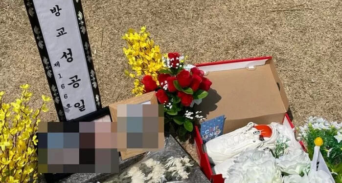 빈 상자만 덩그러니…순직 소방관 묘소에 놓인 신발 도난