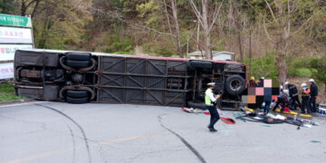 충주서 이스라엘 관광객 태운 버스 전도…1명 사망·13명 중상