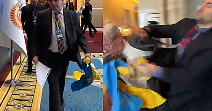 “국기에서 손 떼!”…우크라 의원, 회담서 러시아 관리와 난투극