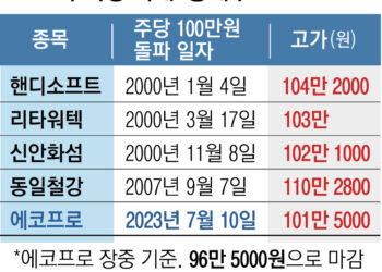 이차전지 대표 에코프로… 16년 만에 ‘다섯 번째 황제주’ 등극