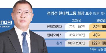 역대급 실적에 ‘역대급 연봉’… 정의선 작년 122억 받았다