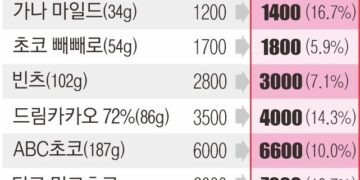 빼빼로 등 달콤한 초코과자… 쓰디쓴 가격 인상