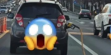 주유건 달고 달리는 차량…무슨 이유로…