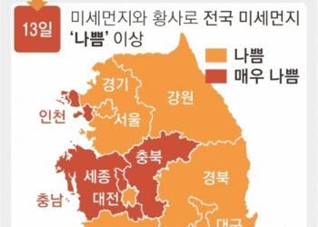 미세먼지·황사 공습… ‘최악’ 대기질에 숨 막히는 한반도