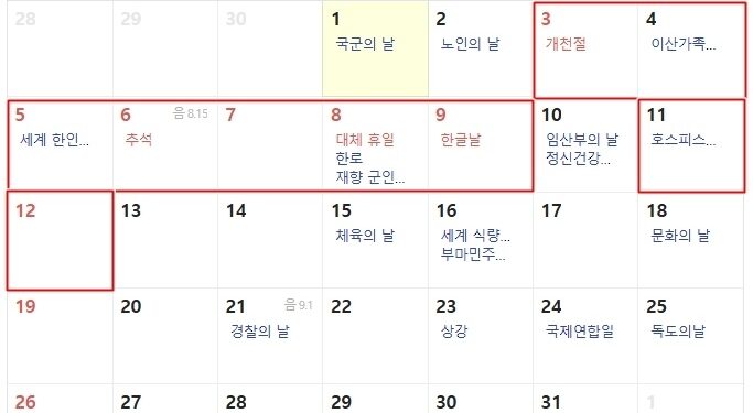 열흘 ‘황금연휴’ 무산…정부 “10월 10일 임시공휴일 검토 안해”