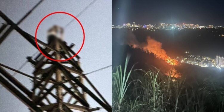 노을 찍겠다고 송전탑 올라갔다가 감전사에 산불, 정전까지 난 대만