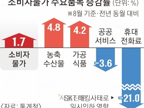 8월 물가 상승률 1.7%로 둔화… SKT 요금 할인이 끌어내렸다
