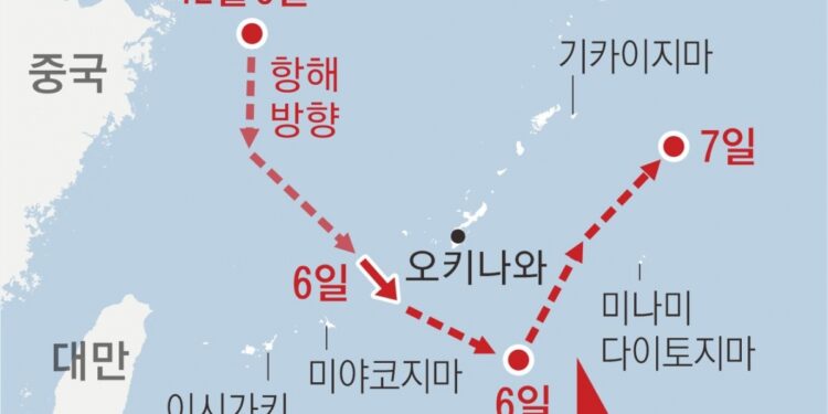 “中항모, 오키나와섬 에워싸고 항공기 이착륙 100회”