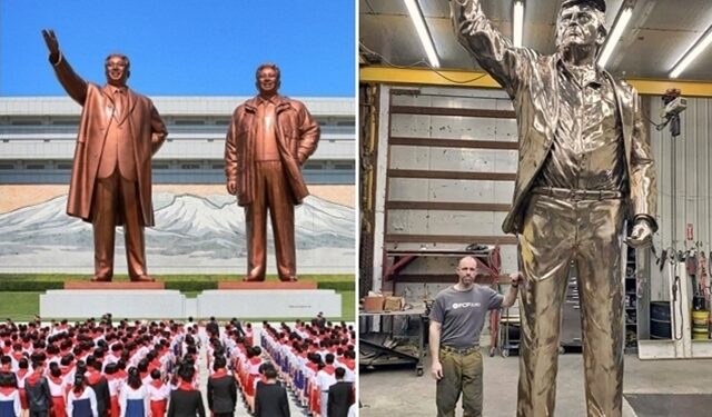 “평양인가?” 7m ‘주먹불끈 트럼프’ 동상 세운다…묻지마 추앙, 떼돈 안겨다줄까